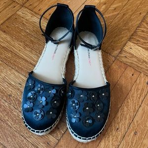 Isaac Mizrahi Floral Appliqué Satin Espadrilles